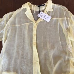 Zara sheer yellow blouse